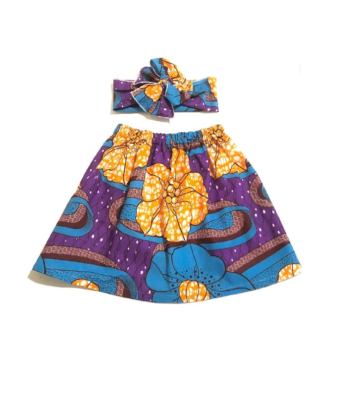 Retro Dresses for Throwback -Ayana African Skirt and Head Wrap