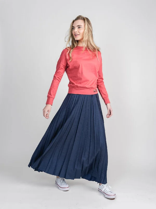 Purple Dresses for Royalty -PLEATED SKIRT 37"-DARK DENIM