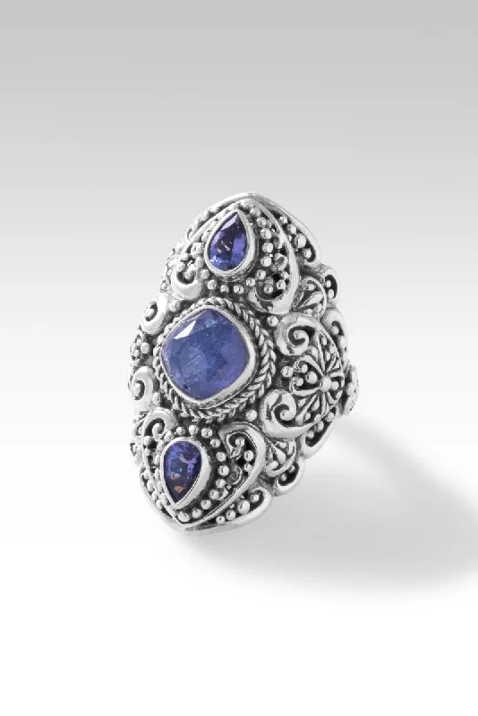 Women’s rings with channel-set peridot gems -Gratitude Wins Ring II™ in Tanzanite