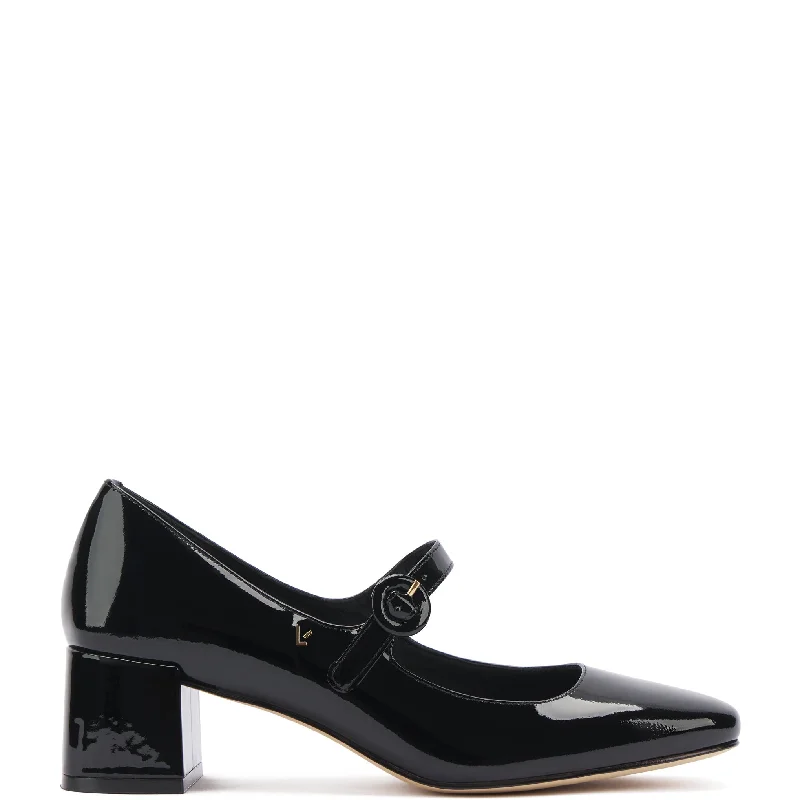 Dress shoes with comfy lifts feel gentle -Blair Block Pump In Black Patent