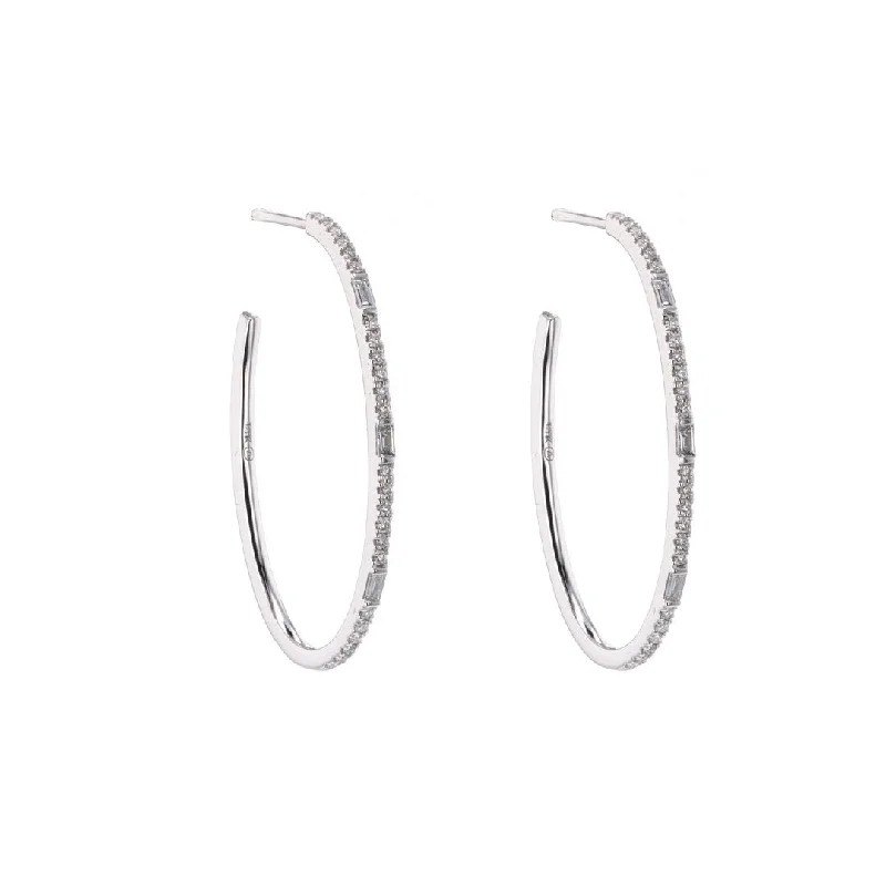 Best hoop earrings with geometric hexagon shapes for a modern, angular look-0.45 ctw Diamond Oval Hoop Earrings