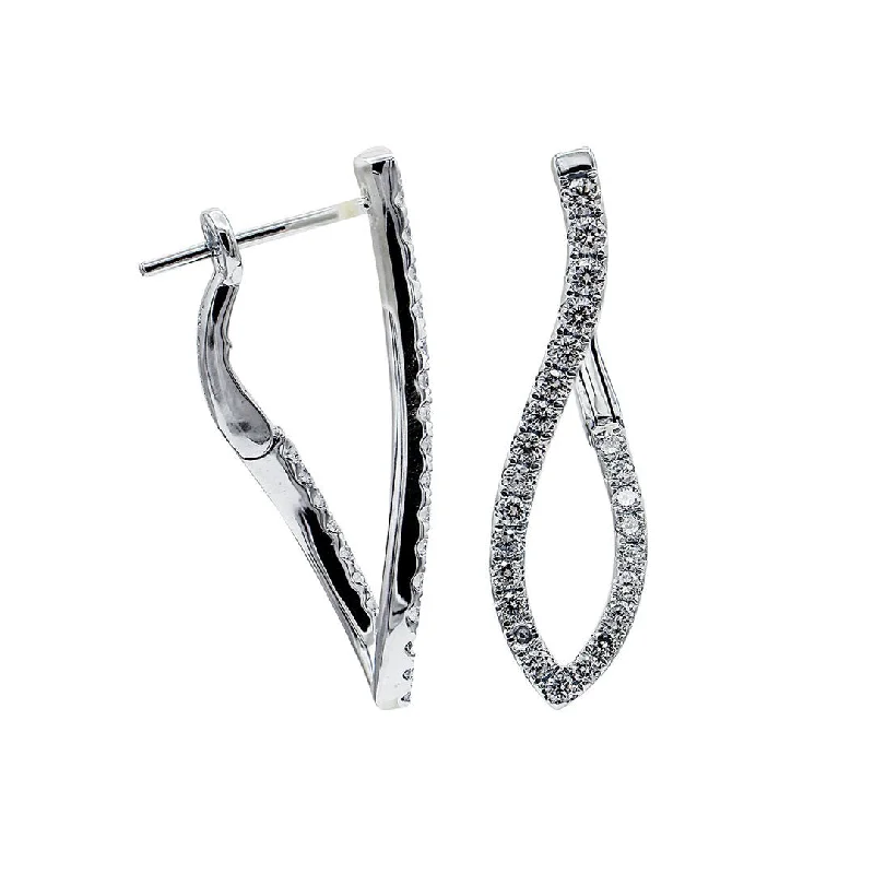 Hoop earrings with polished silver finish for a shiny, modern appeal-0.68 ctw Diamond Curvy Hoop Earrings