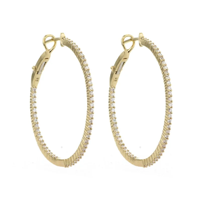 Hoop earrings with satin finishes for a smooth and elegant appearance-1.02 ctw Diamond 1.20" Inside-Out Hoop Earrings