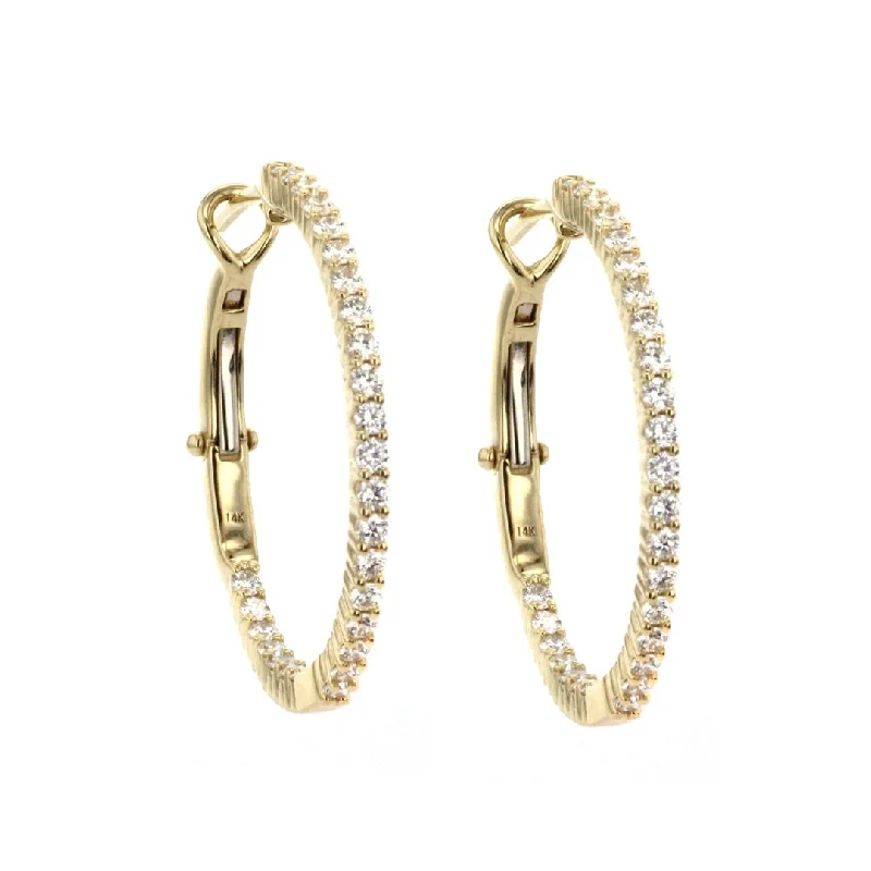 Best hoop earrings with floral designs for a feminine and delicate look-1.09 ctw Diamond 0.90" Inside-Out Hoop Earrings