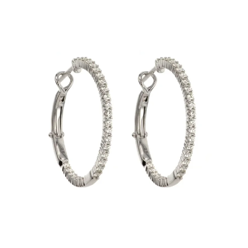 Hoop earrings with crescent moon shapes for a celestial and mystical appearance-1.55 ctw Diamond 0.90" Inside-Out Hoop Earrings