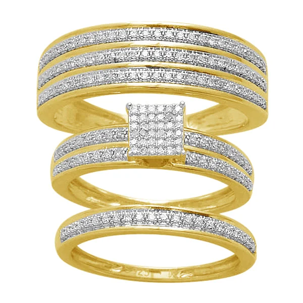 Best hoop earrings with hammered gold for a rustic yet elegant look-10K 0.50ct Diamond Trio Set