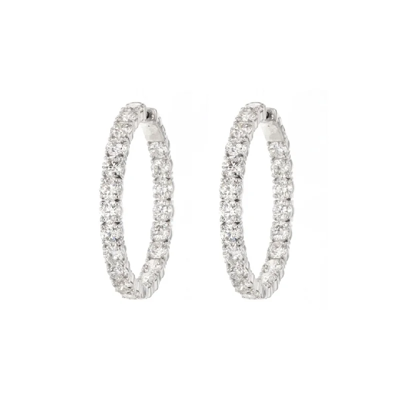 Hoop earrings with polished silver finish for a shiny, modern appeal-12.78 ctw Diamond 1.50" Inside-Out Hoop Earrings