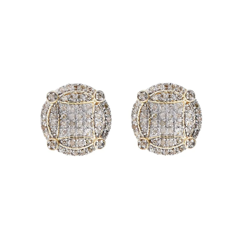 Hoop earrings with a matte finish for a sleek and sophisticated appearance-14K Yellow Gold Diamond Earrings 0.42 CT