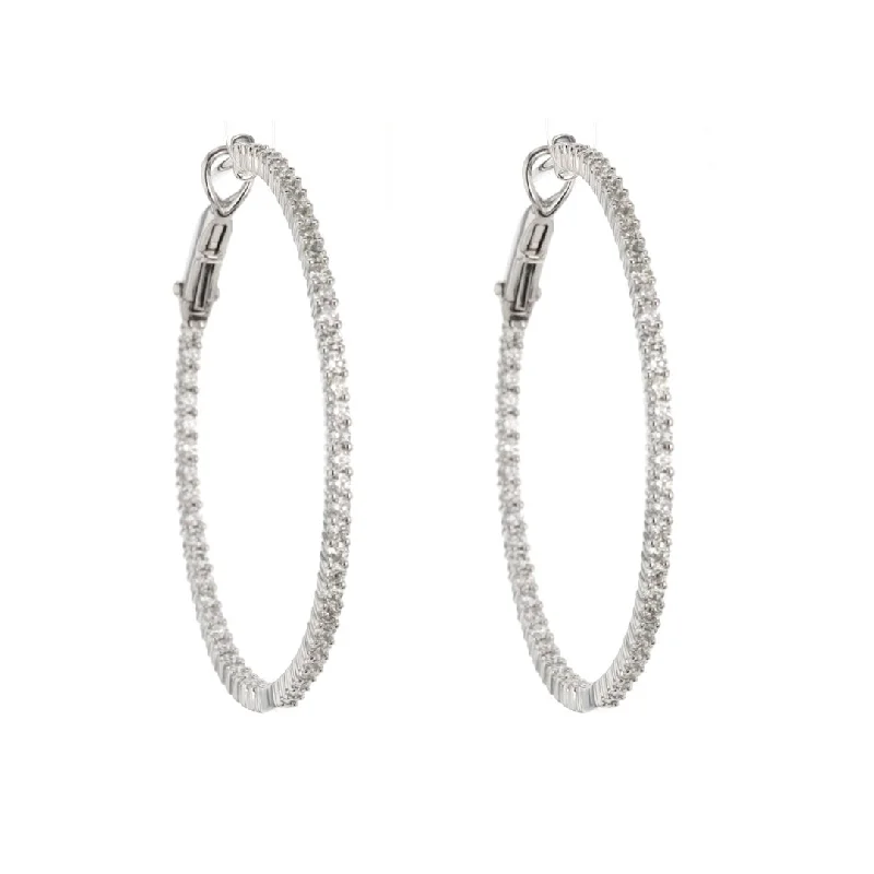 Hoop earrings with pearl accents for a chic and classic style-2.00 ctw Diamond 1.50" Inside-Out Hoop Earrings | M10273378