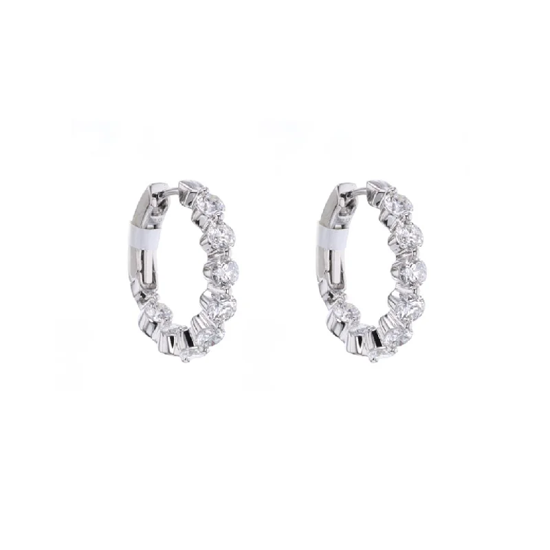 Hoop earrings with oversized pearl accents for a statement-making look-2.13 ctw Diamond 3/4" Inside-Out Hoop Earrings