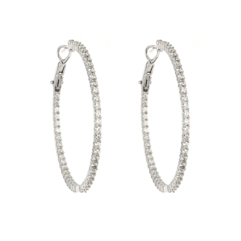 Hoop earrings with leather accents for a sleek and bold combination-2.93 ctw Diamond 1.50" Inside-Out Hoop Earrings | M10275494