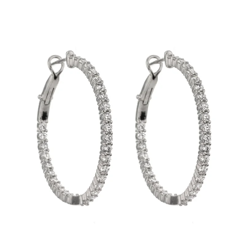 Best hoop earrings with angel wing accents for a spiritual and meaningful design-2.95 ctw Diamond 1.20" Inside-Out Hoop Earrings | M10275492