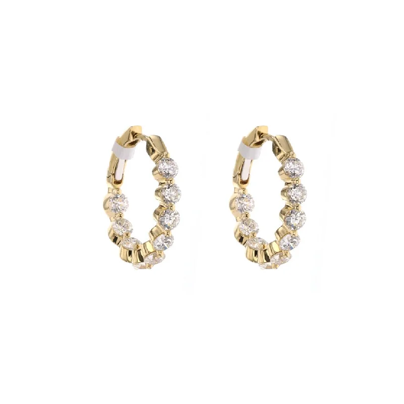 Medium hoop earrings for an everyday look with the perfect balance of style-3.32 ctw Diamond 3/4" Inside-Out Hoop Earrings