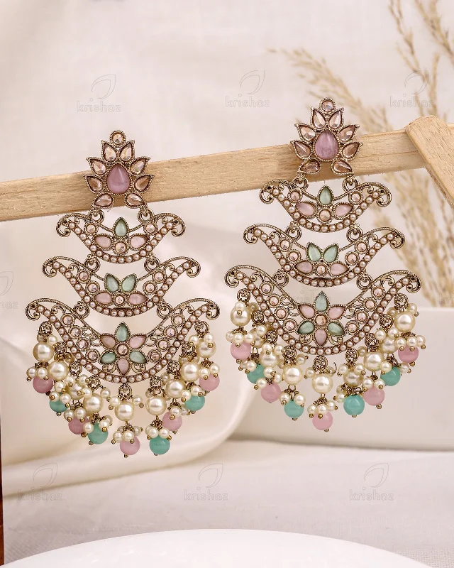 Hoop earrings with removable pendants for a versatile and customizable accessory-Alize Pakistani Kundan Danglers