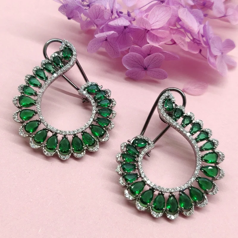 Best hoop earrings with blackened metal for an edgy and bold appearance-Ari Emerald Statement Earrings