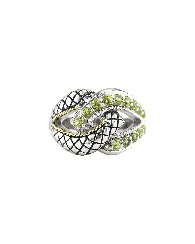 Best hoop earrings with Swarovski crystals for added sparkle and luxury-Andrea Candela Conexion 18K Over Silver 1.02 ct. tw. Peridot Ring