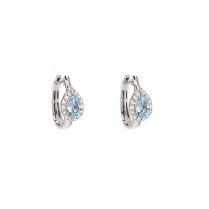 Best hoop earrings with geometric shapes for a modern and artistic appeal-Aquamarine & Diamond Huggie Earrings | 10272021