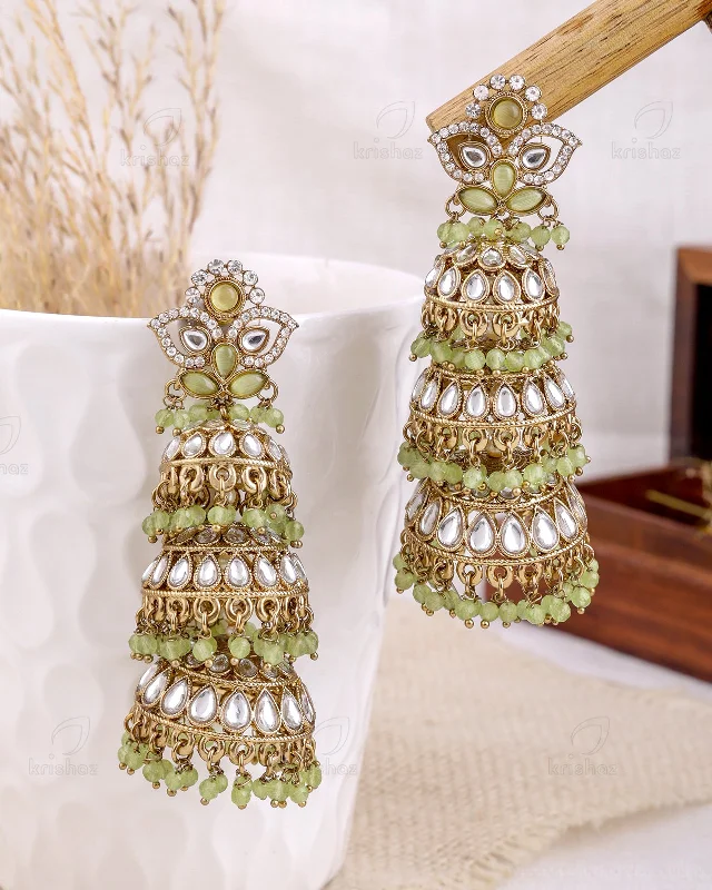 Best hoop earrings with matching bracelets for a coordinated jewelry set-Areesha Pakistani Kundan Jhumki