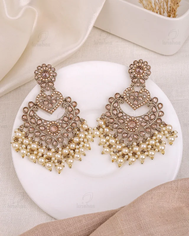 Best hoop earrings with textured silver for a rustic and organic finish-Asmat Pakistani Kundan Danglers