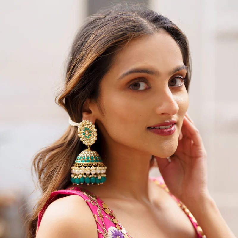 Hoop earrings with circle designs for a classic and timeless shape-Banita Jhumki Emerald Drops