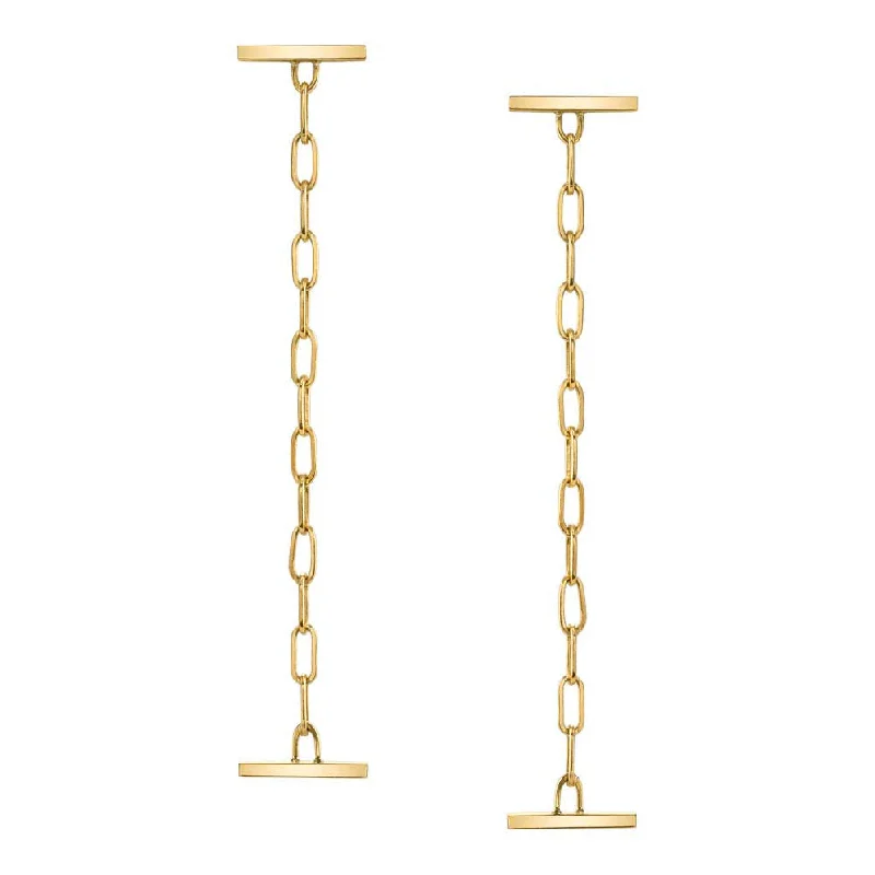 Hoop earrings with abstract shapes for an artistic and creative touch-Bar & Chain Drop Studs