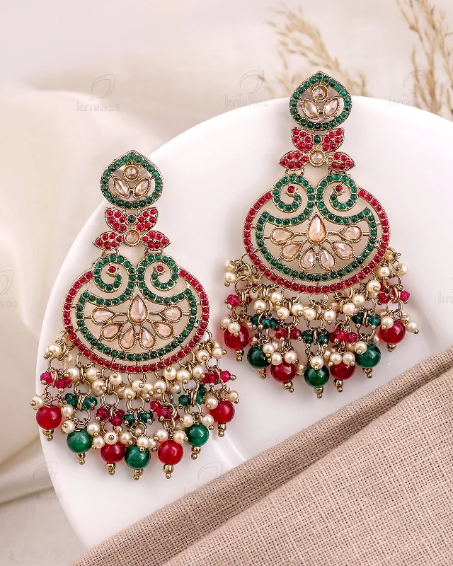 Best hoop earrings with snake-inspired designs for an edgy and fierce vibe-Beenish Pakistani Kundan Danglers