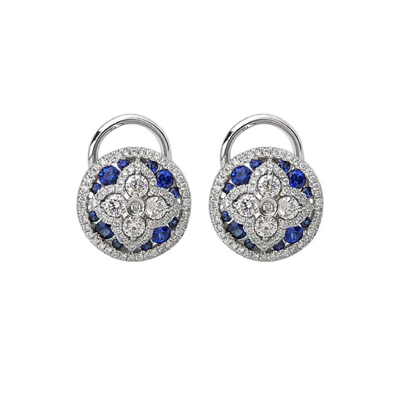 Hoop earrings with polished silver finish for a shiny, modern appeal-Blue Sapphire & Diamond Earrings