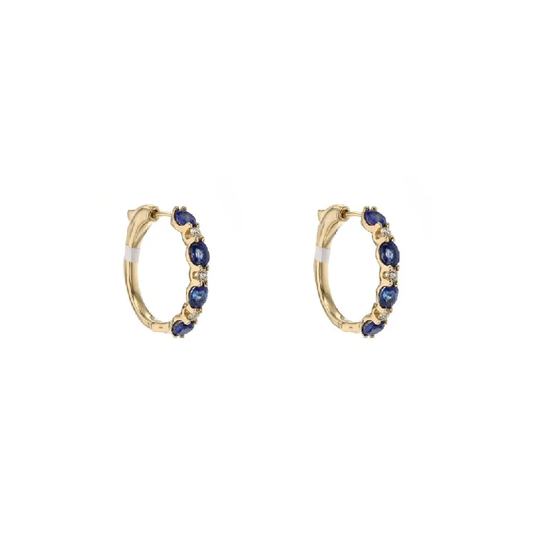 Best hoop earrings with intricate beaded details for a textured, stylish appearance-Blue Sapphire & Diamond Hoop Earrings | M10278848