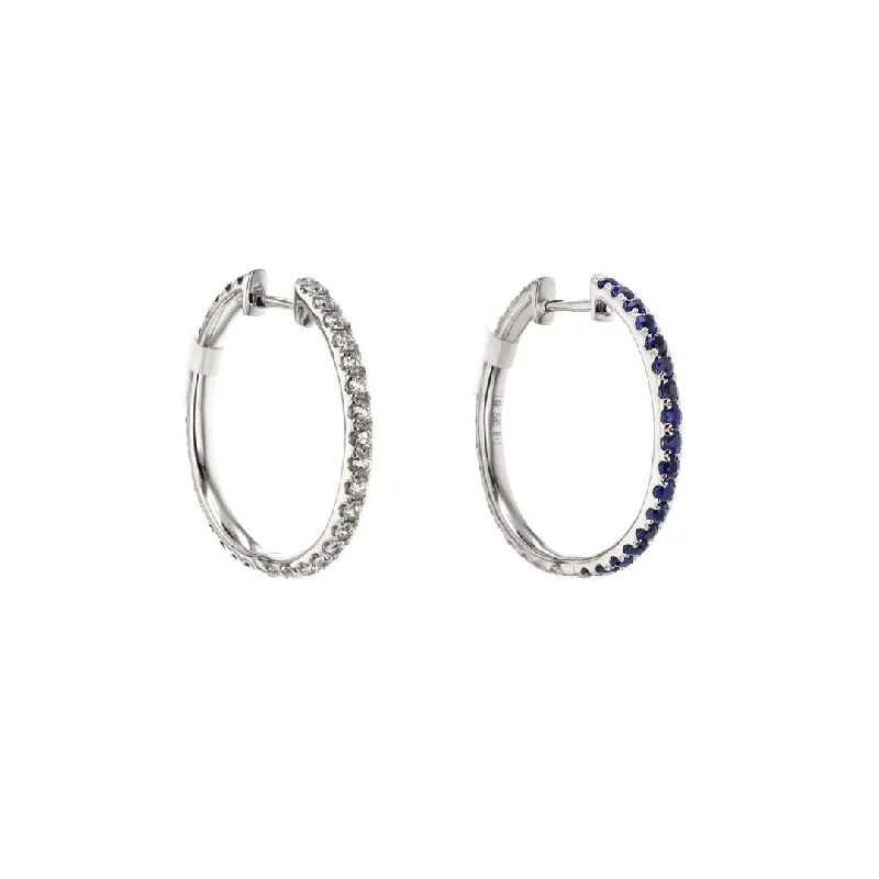 Hoop earrings with abstract wirework for an artistic, unique look-Blue Sapphire & Diamond Interchangeable Hoop Earrings | M10278845