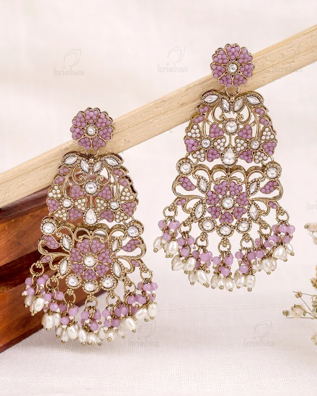 Best hoop earrings with twisted rope designs for a nautical-inspired style-Bulbul Pakistani Kundan Danglers