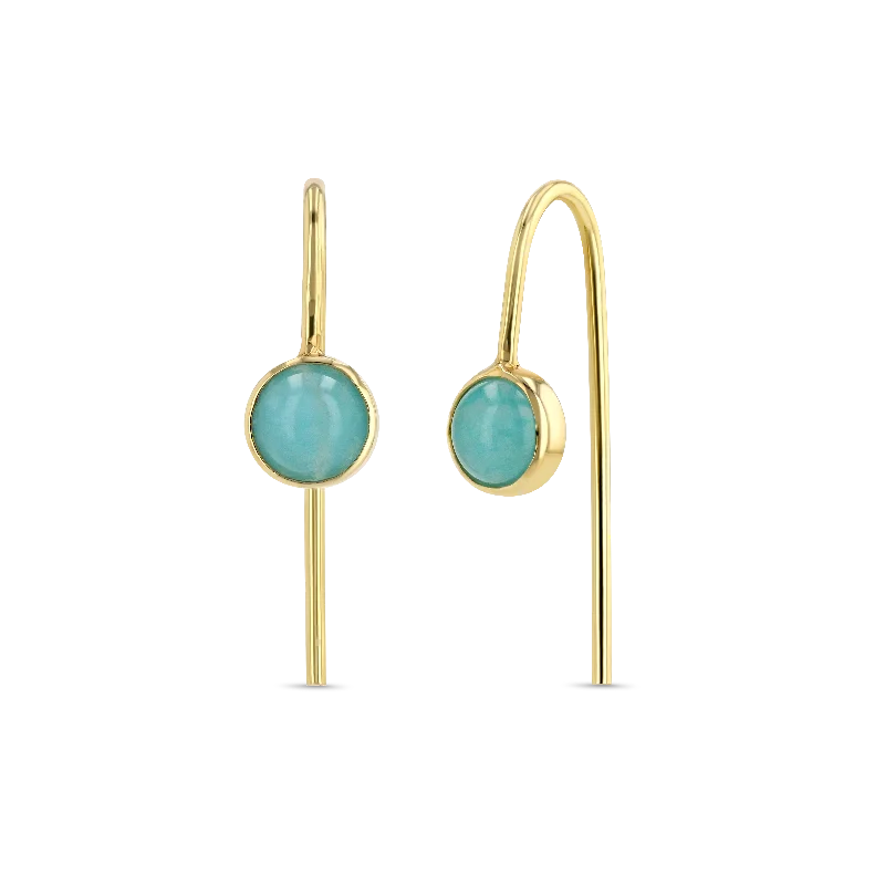 Hoop earrings with enamel stripes for a colorful and eye-catching design-Cab Slides - Amazonite