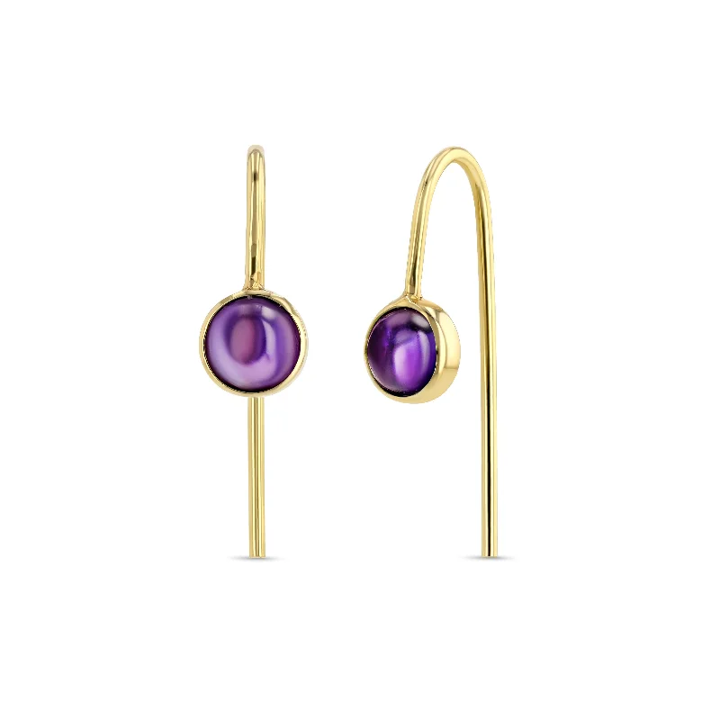 Hoop earrings with intricate designs for a unique and artistic appearance-Cab Slides - Amethyst