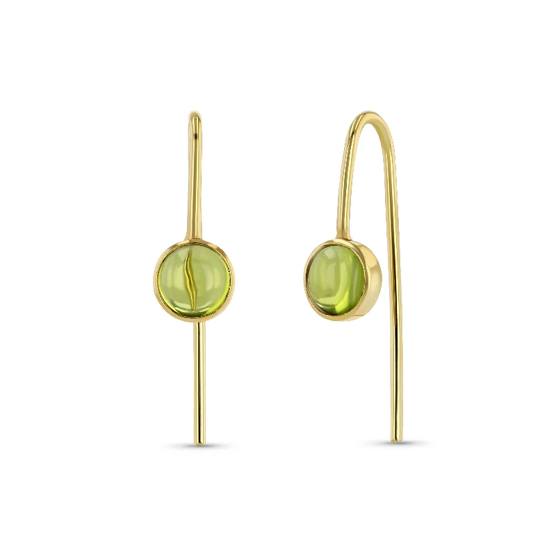 Hoop earrings with twisted leather for a chic and modern boho look-Cab Slides - Peridot