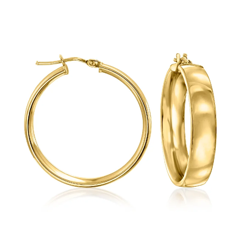 Hoop earrings with cut-out designs for a creative and lightweight effect-Canaria Italian 10kt Yellow Gold Hoop Earrings