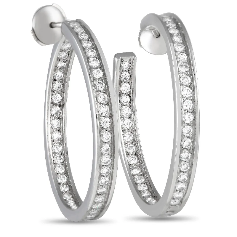 Hoop earrings with oversized designs for a bold, fashion-forward statement-Cartier 18K White Gold 3.0ct Diamond Hoop Earrings CA01-103023