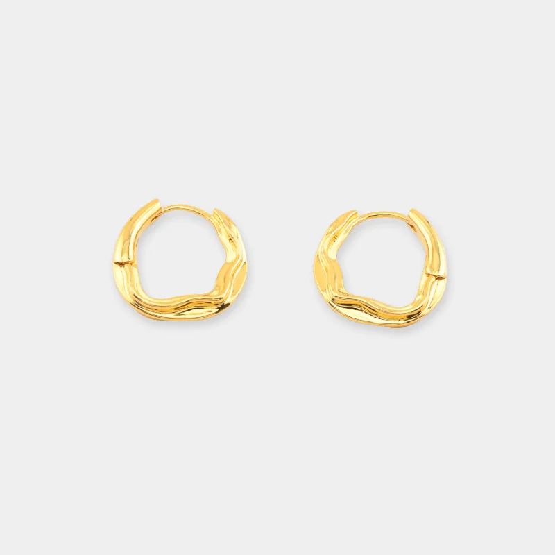 Best hoop earrings with textured silver for a rustic and organic finish-Churro Hoops - Gold