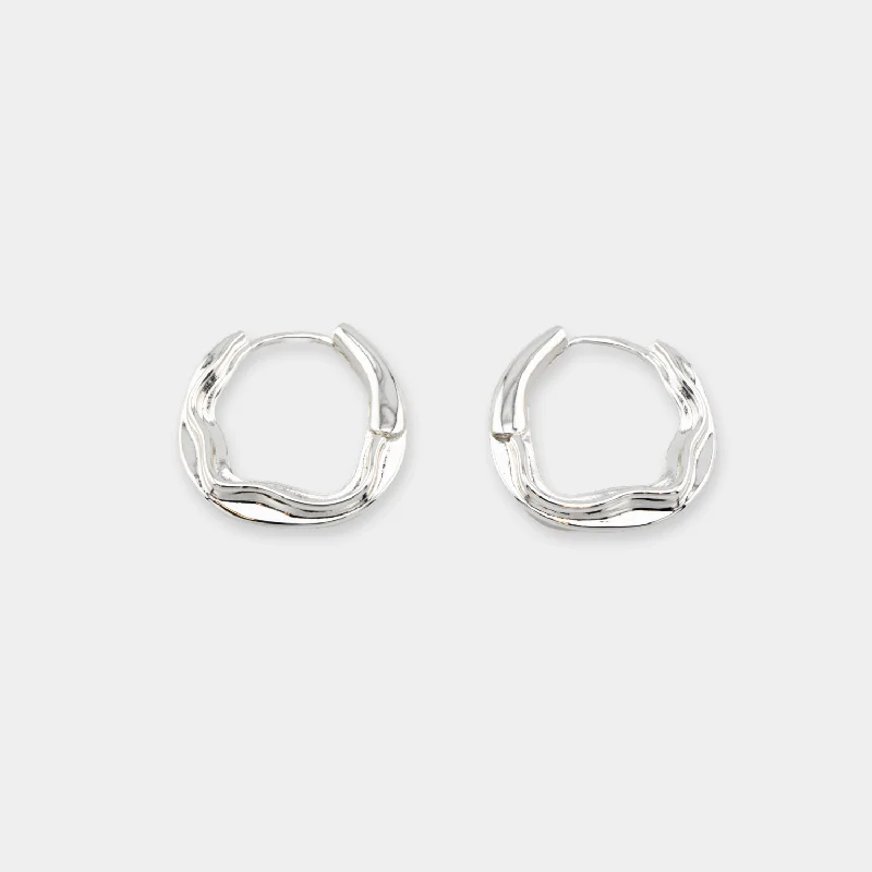 Stylish hoop earrings with diamond accents for an elegant and sparkling effect-Churro Hoops - Silver