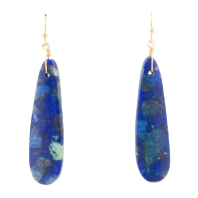 Hoop earrings with textured finishes for a vintage and classic style-Cobalt Blue Lapis Long Earrings