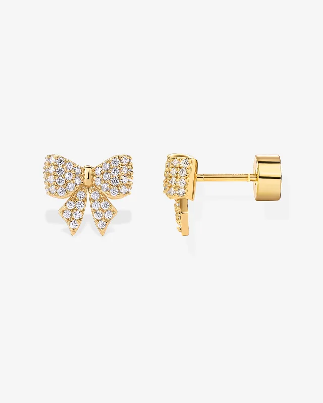 Hoop earrings with textured finishes for a vintage and classic style-Coquette Bow Studs