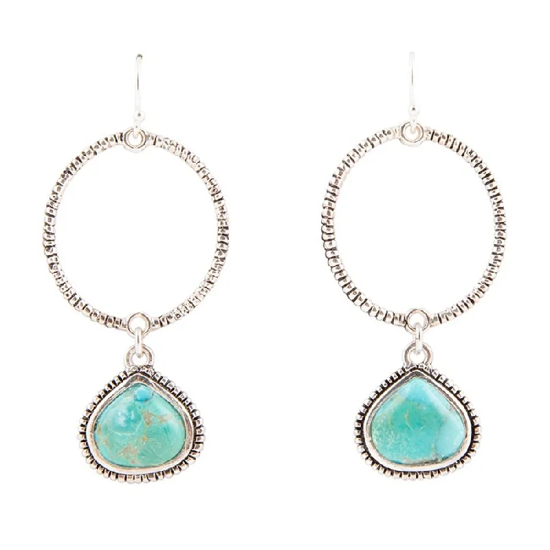 Hoop earrings with oversized pearl accents for a statement-making look-Corinth Blue Turquoise Charms Sterling Silver Earrings