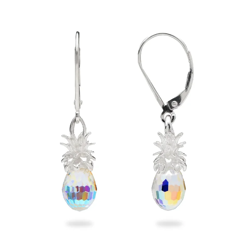 Best hoop earrings with asymmetrical designs for a fashion-forward, avant-garde look-Crystal Pineapple Earrings in Sterling Silver