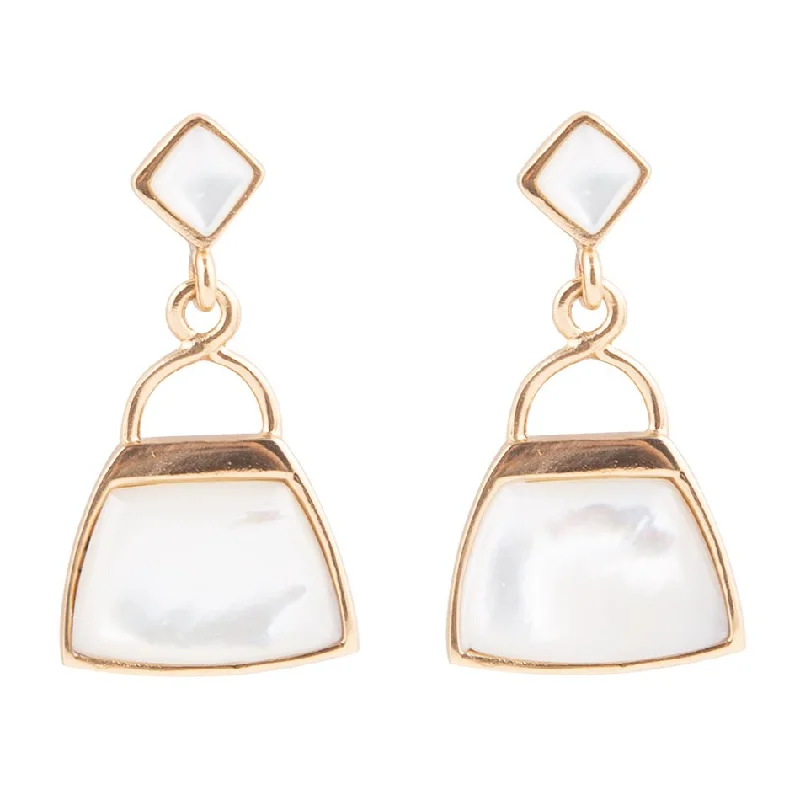 Hoop earrings with diamond-cut surfaces for added sparkle and shine-Decked Out Mother of Pearl Post Earrings