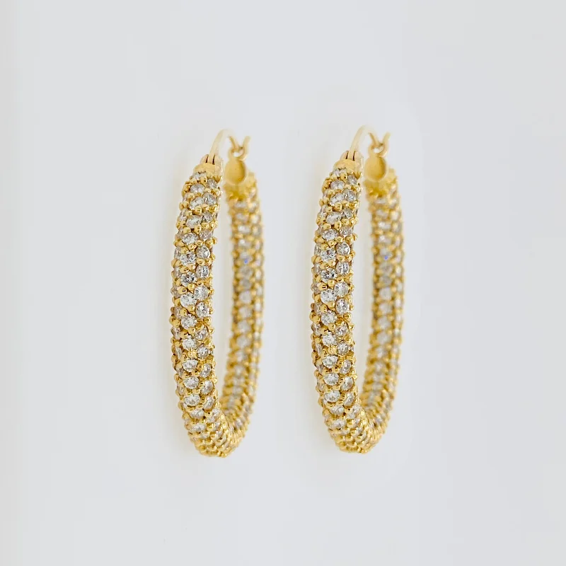 Hoop earrings with removable pendants for a versatile and customizable accessory-Pave Diamond Hoop Earrings