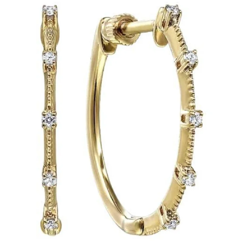 Best hoop earrings with tribal designs for a cultural and exotic aesthetic-Diamond Station Threaded Hoop Earrings