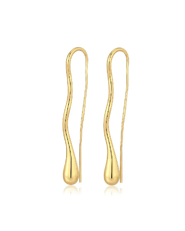 Hoop earrings with textured finishes for a vintage and classic style-Drip Drop Threader Earrings