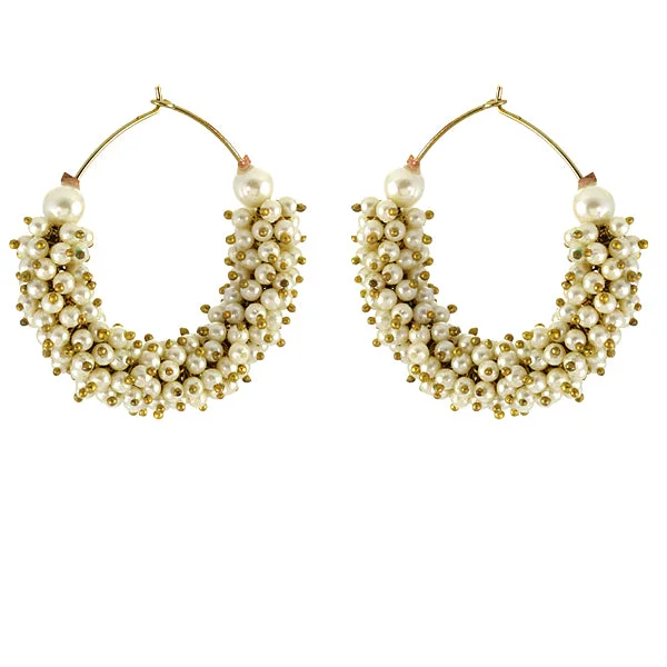 Hoop earrings with braided patterns for a detailed and textured finish-Neeru Earrings in Pearl