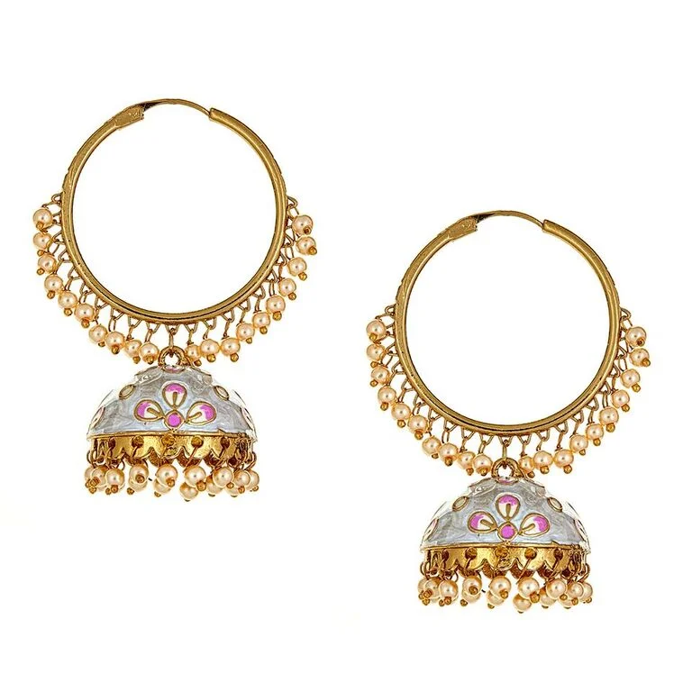 Hoop earrings with oversized designs for a bold, fashion-forward statement-Svana Floral Earrings in White