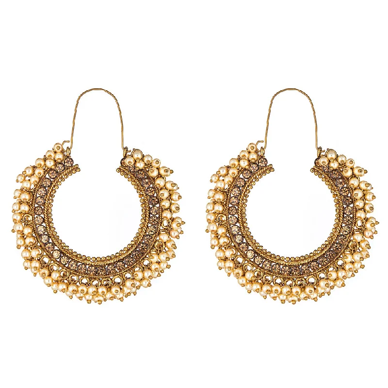 Hoop earrings with polished metal for a shiny and high-quality finish-Shaurya Earrings in Pearl