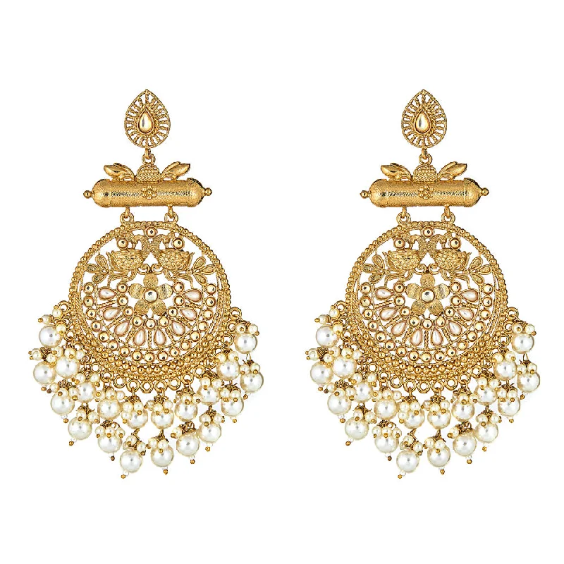 Hoop earrings with cut-out designs for a creative and lightweight effect-Krishna Earrings Pearl