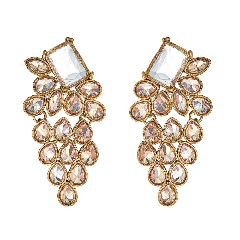 Hoop earrings with faceted crystals for added sparkle and shine-Jaap Floral Earrings in Champagne